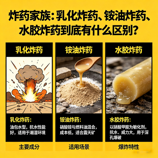 青川炸药家族：乳化炸药、铵油炸药、水胶炸药到底有什么区别？